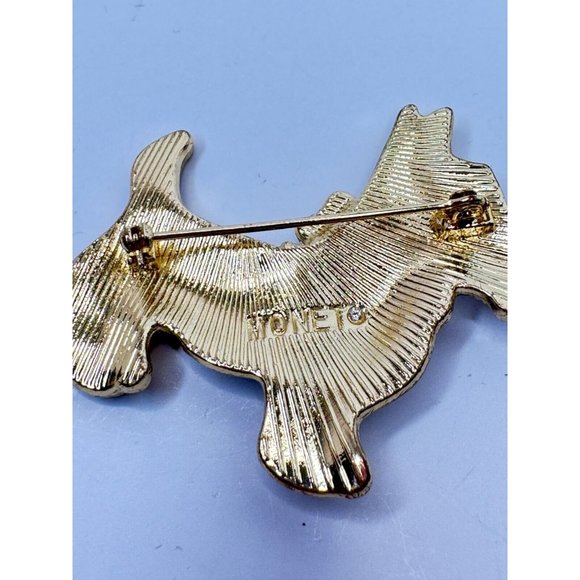 Signed Monet Scottish Terrier Scotty Dog Christmas Holiday Pin Brooch Jewelry 2" - Picture 5 of 5